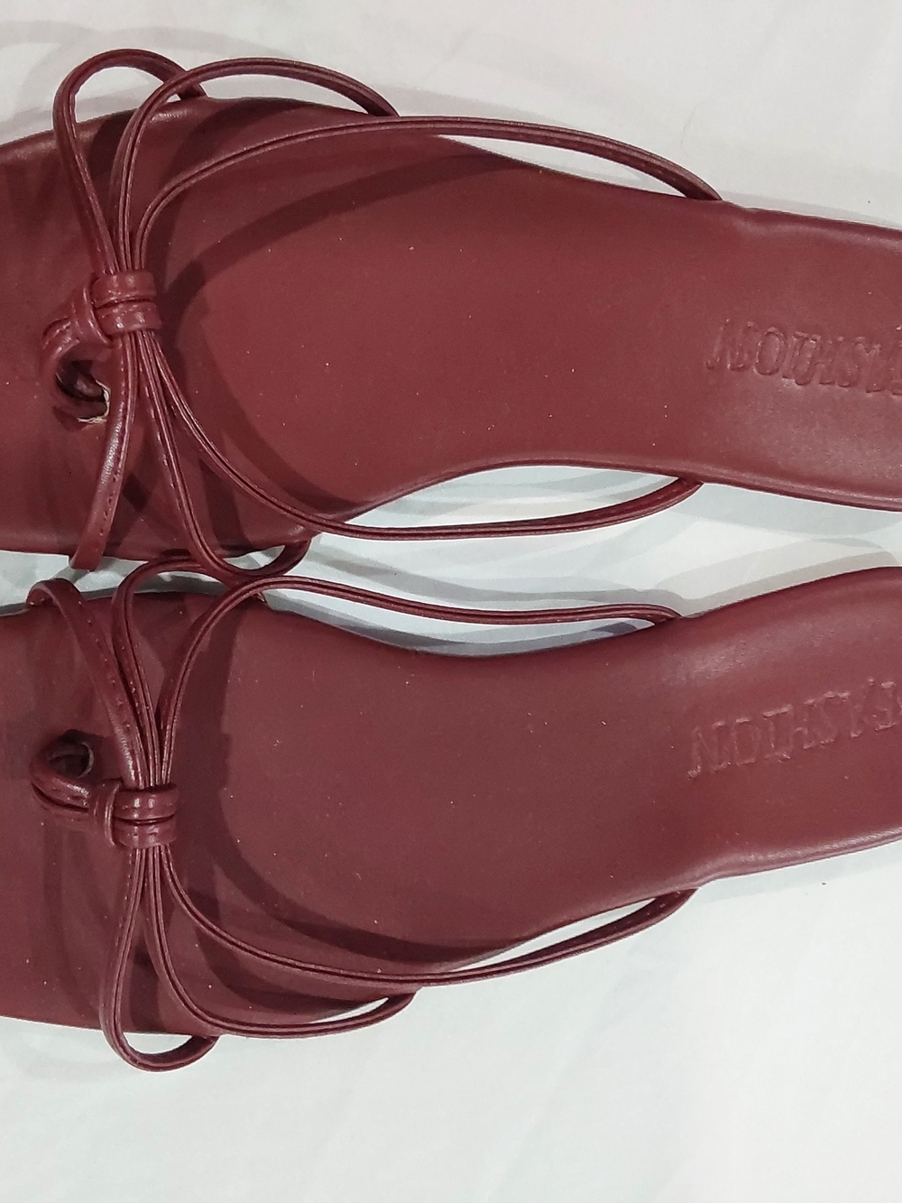 Strappy Wine Red Square-Toe Women's Sandals